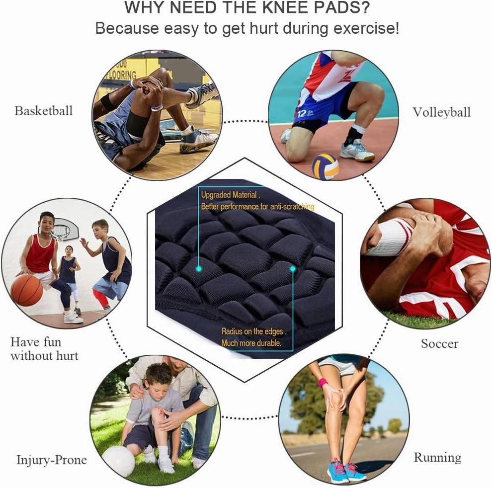 Knee Pads Compression Leg Sleeve Knee Sleeve for All Sports Wrestling Protector Gear, 1 Pair of Knee Paded
