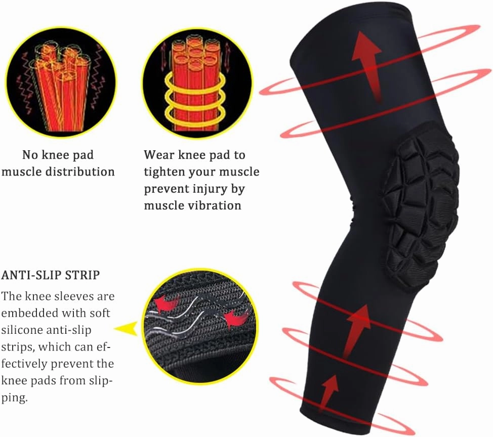 Knee Pads Compression Leg Sleeve Knee Sleeve for All Sports Wrestling Protector Gear, 1 Pair of Knee Paded