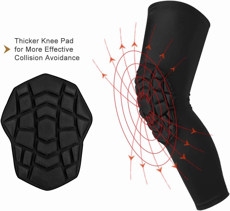 Knee Pads Compression Leg Sleeve Knee Sleeve for All Sports Wrestling Protector Gear, 1 Pair of Knee Paded