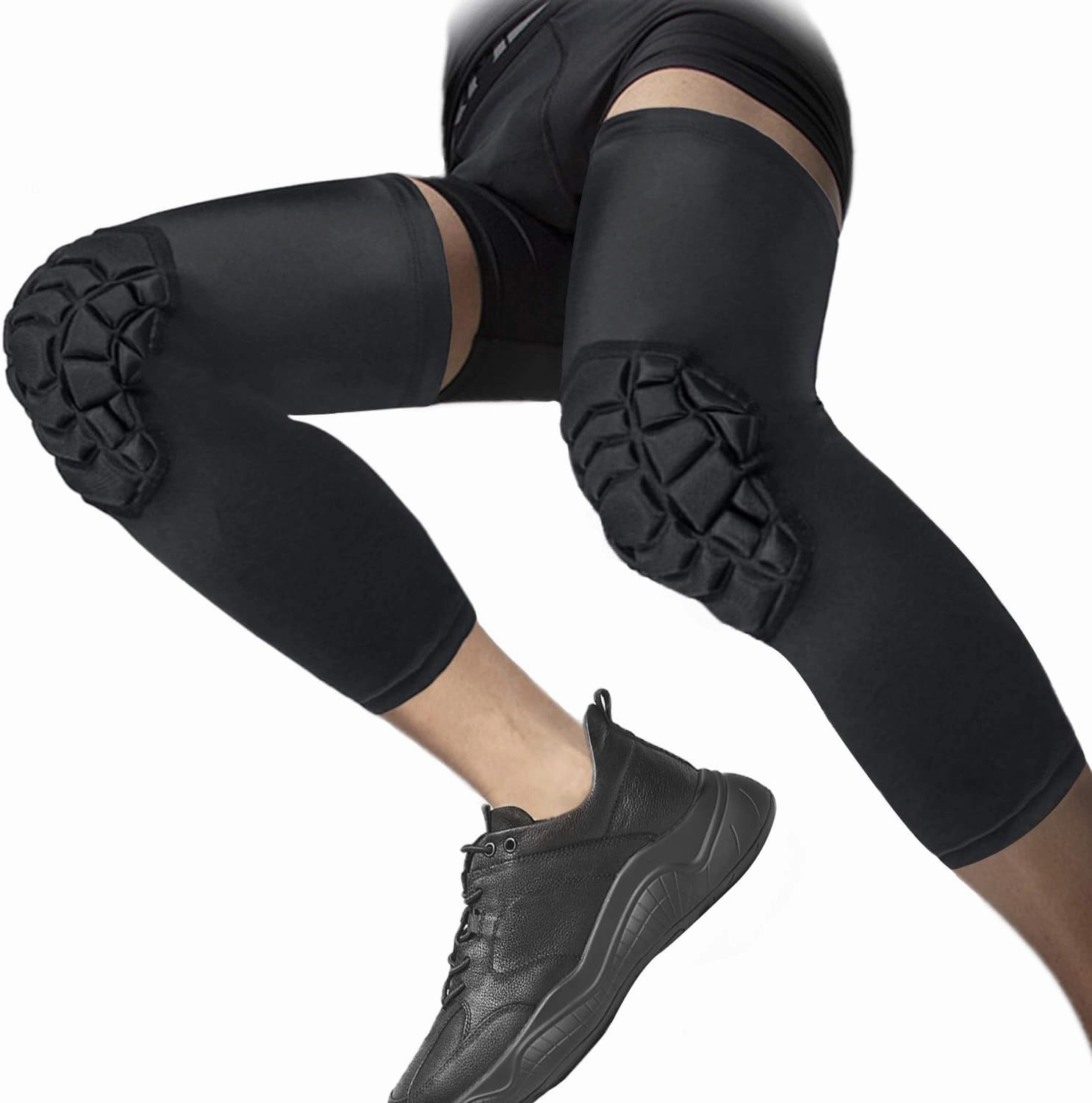 Knee Pads Compression Leg Sleeve Knee Sleeve for All Sports Wrestling Protector Gear, 1 Pair of Knee Paded
