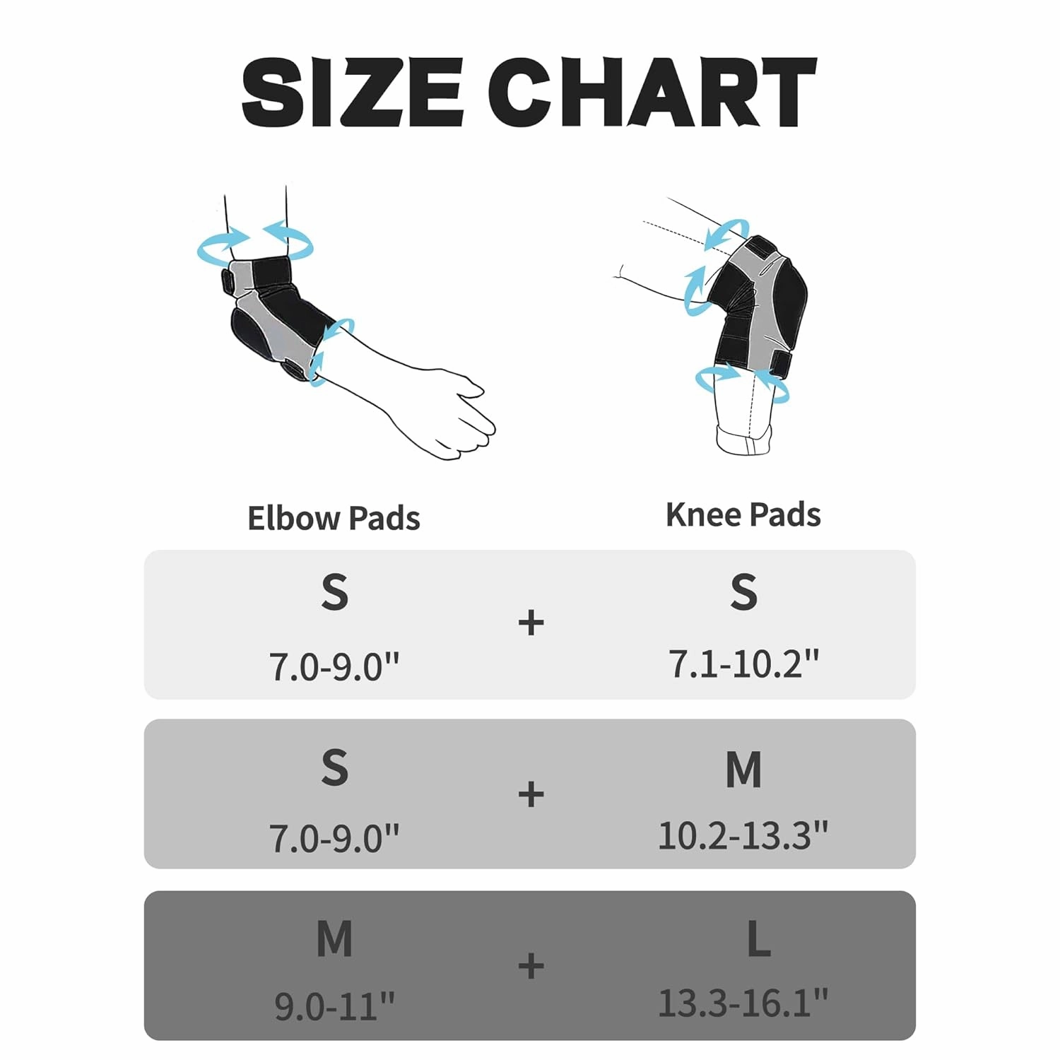 Knee Pads Elbow Pads Set for Kids, Youth Adjustable Knee Elbow Pads Protective Sets with Thickened SBR Pads for Riding Rollerblading Skating Skateboarding Snowboarding Volleyball(Black)