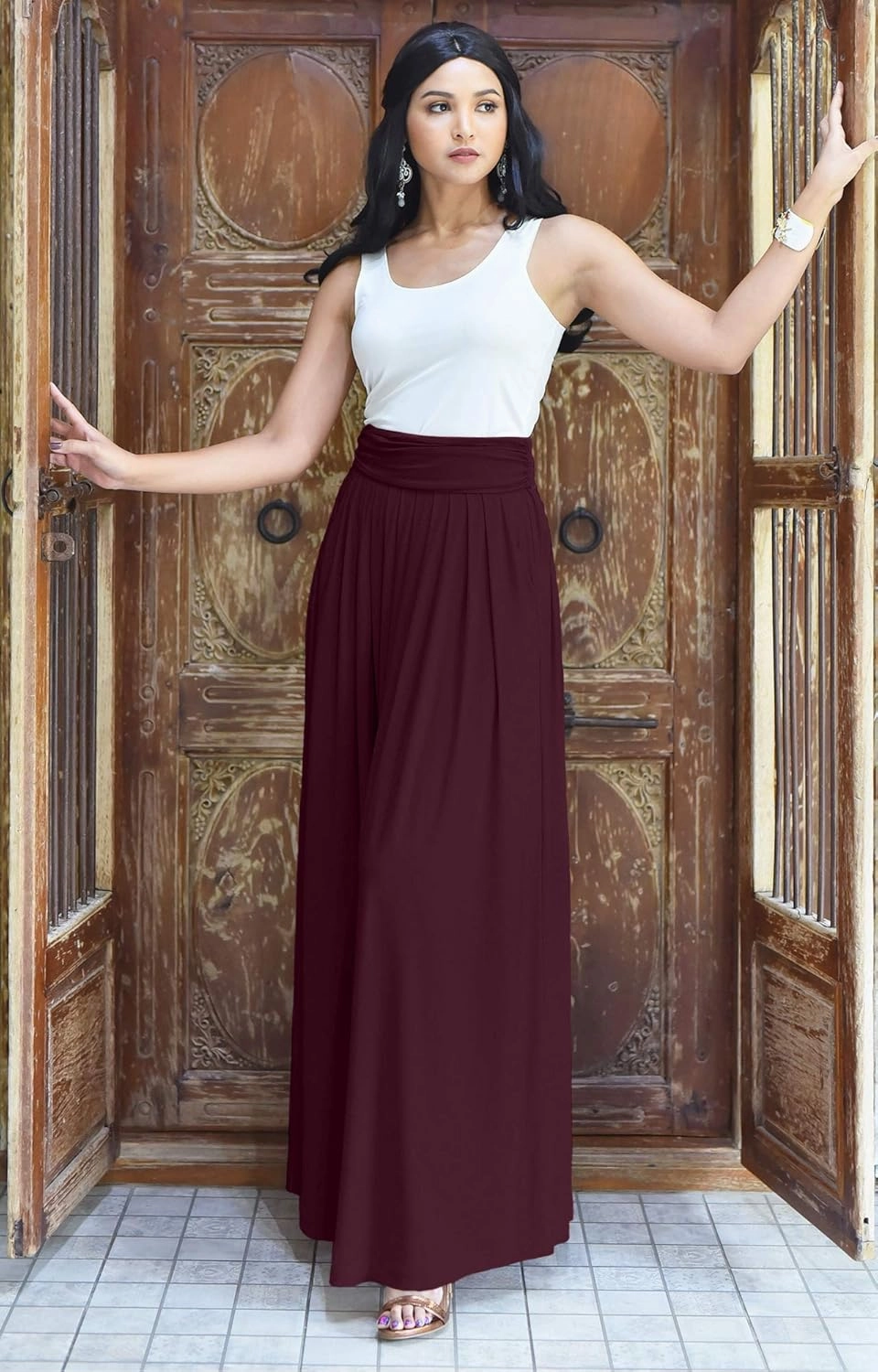 KOH KOH Womens Long Flowy Cute Modest High Waist Floor Length Pockets Maxi Skirt