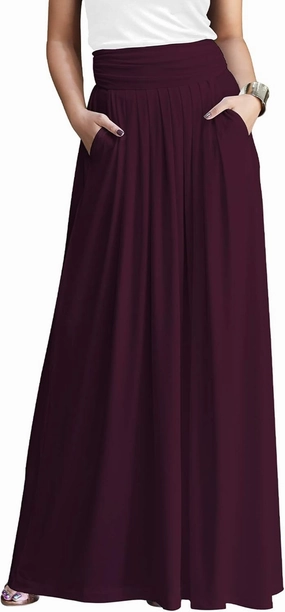 KOH KOH Womens Long Flowy Cute Modest High Waist Floor Length Pockets Maxi Skirt