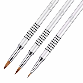 Kolinsky 3D Nail Art Brush Set for Acrylic Nail Powder, Sculpture Brush for 3D Nail Art Flowder Design (3pcs 3D Brush Set #79012)
