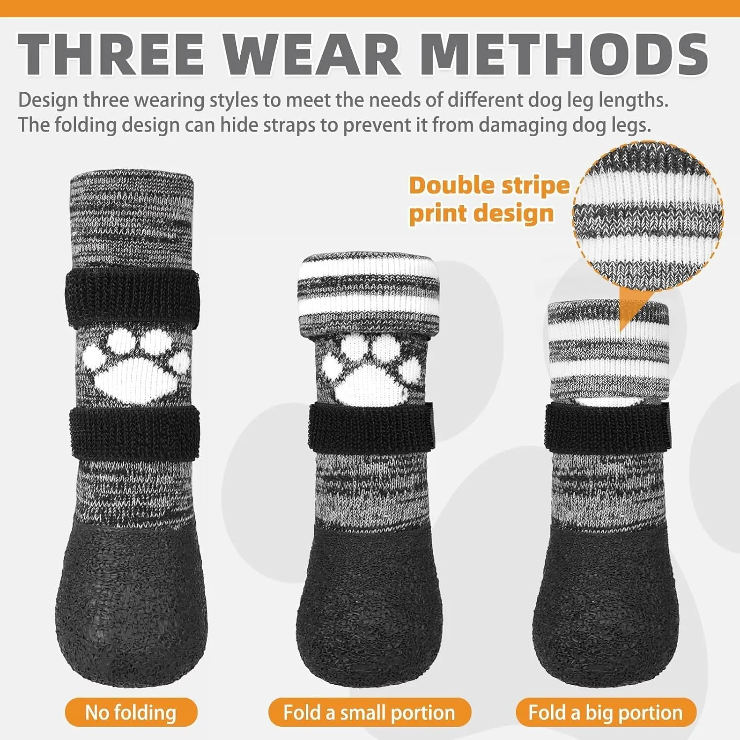 KOOLTAIL Anti Slip Dog Socks to Prevent Licking Paws for Hot/Clod Pavement,Waterproof Long Snow Dog Boots&Paw Protectors with Straps Traction Control for Hardwood Floor for Small Medium Large DogsS