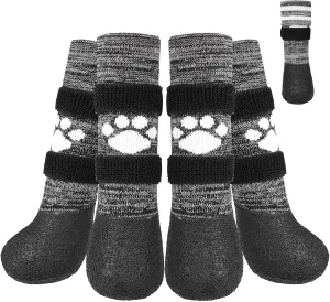 KOOLTAIL Anti Slip Dog Socks to Prevent Licking Paws for Hot/Clod Pavement,Waterproof Long Snow Dog Boots&Paw Protectors with Straps Traction Control for Hardwood Floor for Small Medium Large DogsS