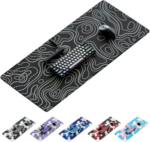 Kraken Keyboards XXL Topographic Mouse Pad - Large Black and White Gaming Mousepad - Desk Mat for Keyboard and Mouse - Thick Artisan Mouse Pad for Desk (Black Topographic)