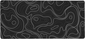 Large Gaming Mouse Pad Black Topographic Contour Mouse Pad with Stitched Edges & Nonslip Rubber Base Extended XXL Long Mousepad Big Desk Mat for Company Office Work, 35.4 x 15.7 in