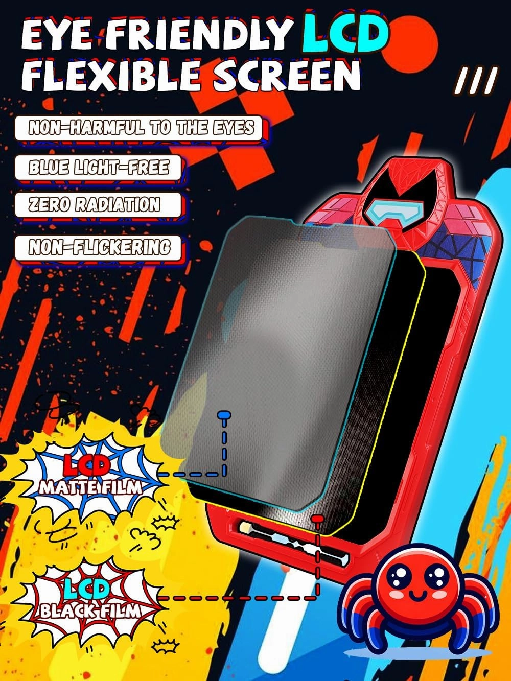LCD Writing Tablet for Kids 10 Inch Spider Hero for Toddler 2 3 4 5 6 - Paint, Doodle Board, Drawing Pad - Travel Toys, Road Trip Car Activities, Birthday Christmas Gift Boys & Man