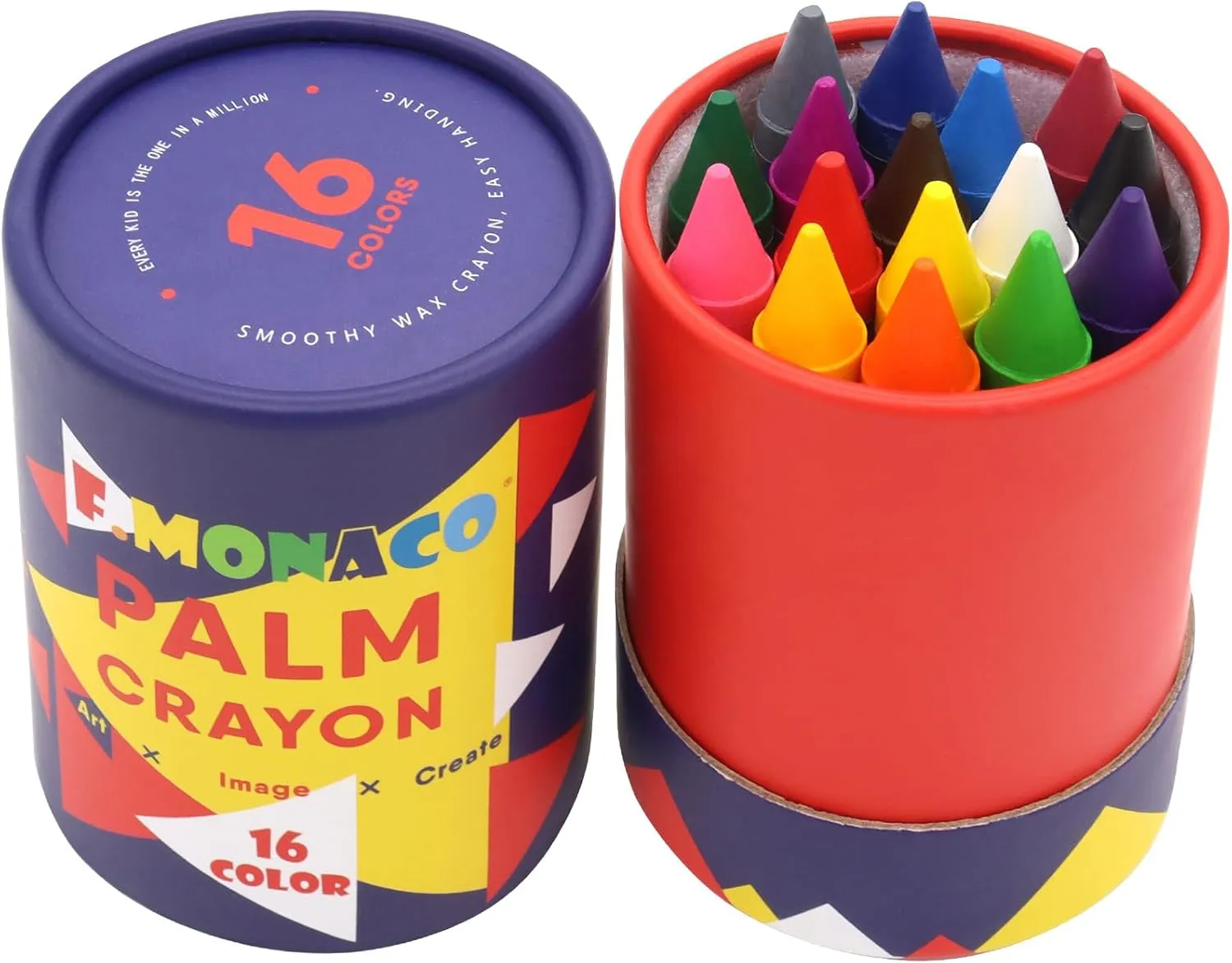Lebze Jumbo Crayons for Toddlers, 16 Colors Non Toxic Crayon, Easy to Hold Large Crayons for Kids, Safe for Babies and Children Flower Monaco