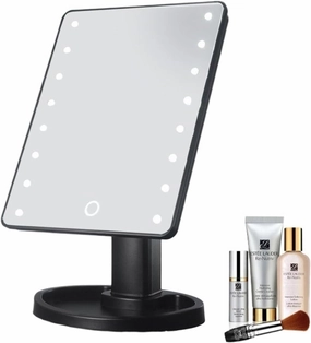 Lighted Makeup Mirror, Square Battery & USB RechargeableDual-use Beauty Mirror,Touch Screen VanityMirror,Brightnes (Color : Black)