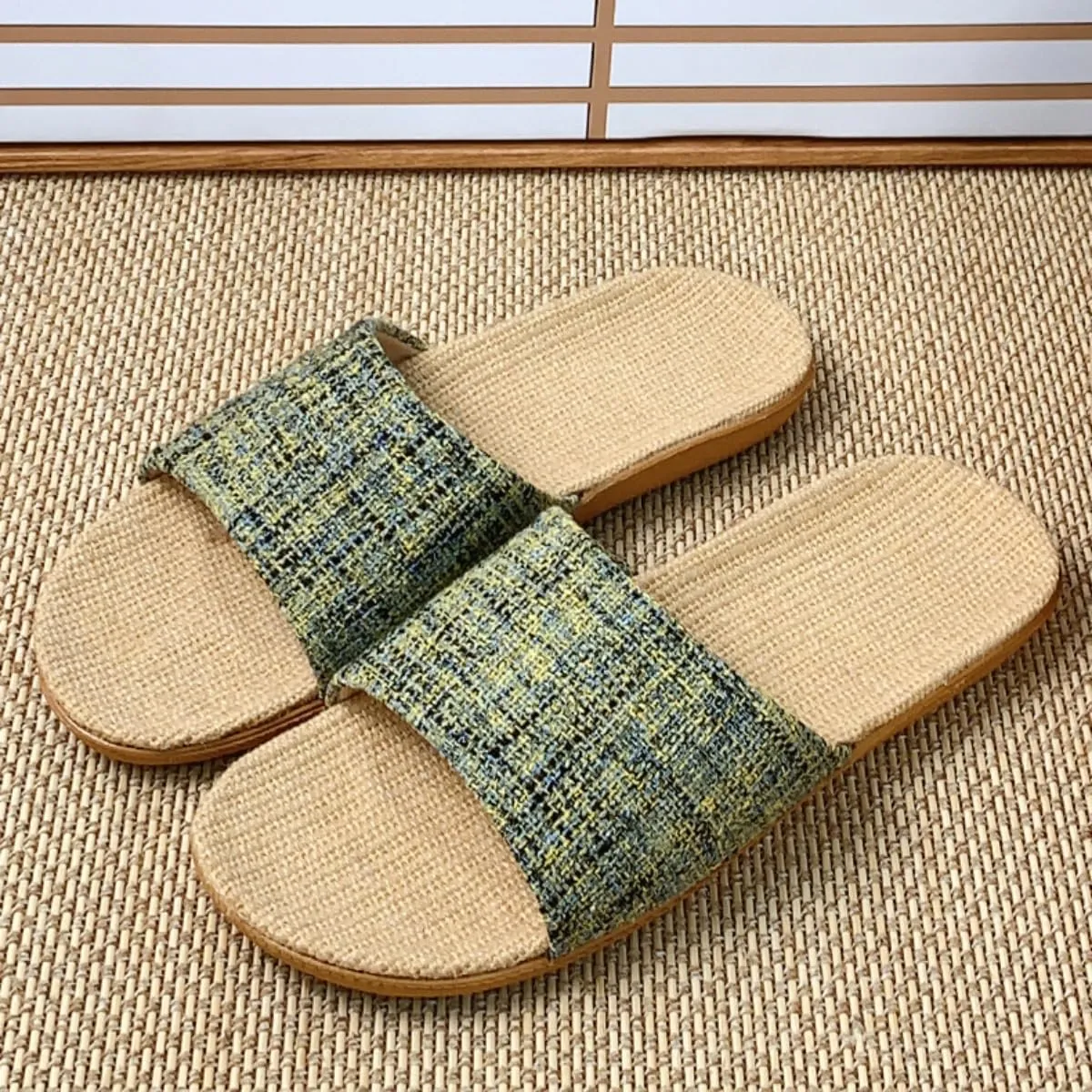 Linen Slippers for Women Men Summer Home Slippers Indoor Soft Sole Anti-Slip and Wear-Resistant Couple Slippers Open Toe Breathable House Shoes