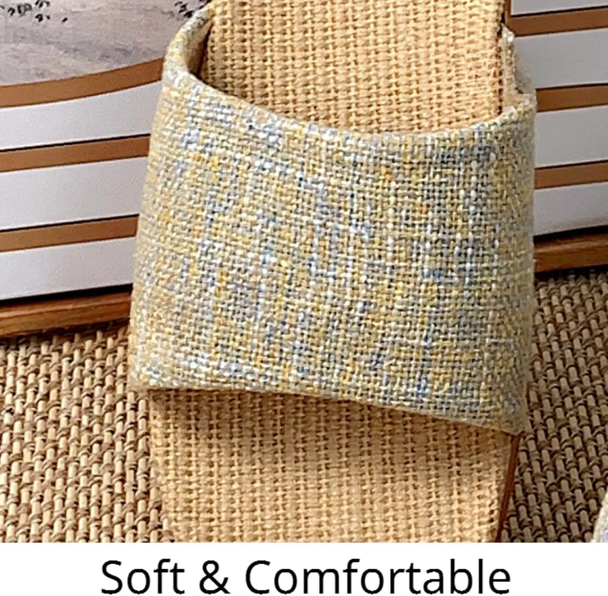 Linen Slippers for Women Men Summer Home Slippers Indoor Soft Sole Anti-Slip and Wear-Resistant Couple Slippers Open Toe Breathable House Shoes