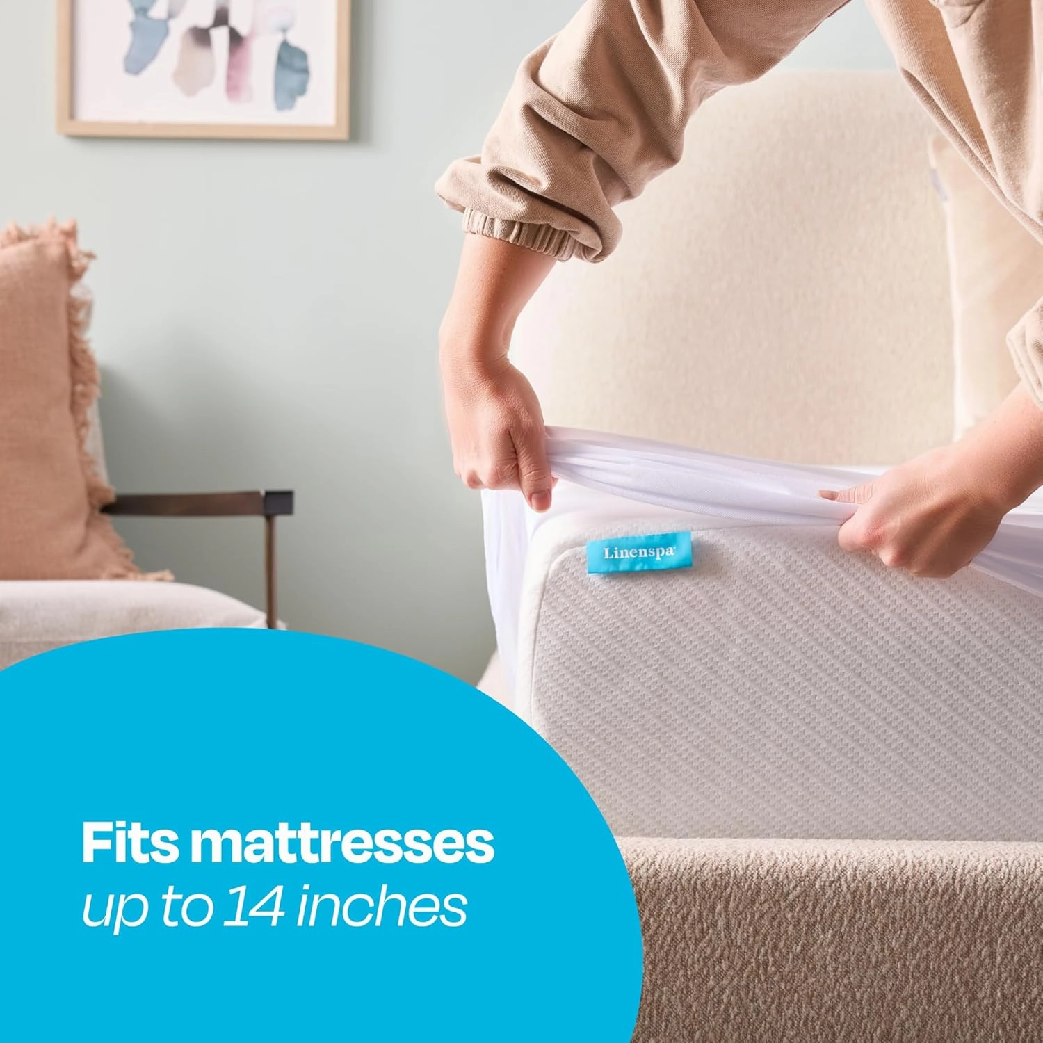 LINENSPA Premium Mattress Protector - White - Twin Size - Breathable Polyester - Fitted Style - Waterproof Design - Machine Washable & Dryer Safe - Mattress Protector for Kids, Teens, and Adults