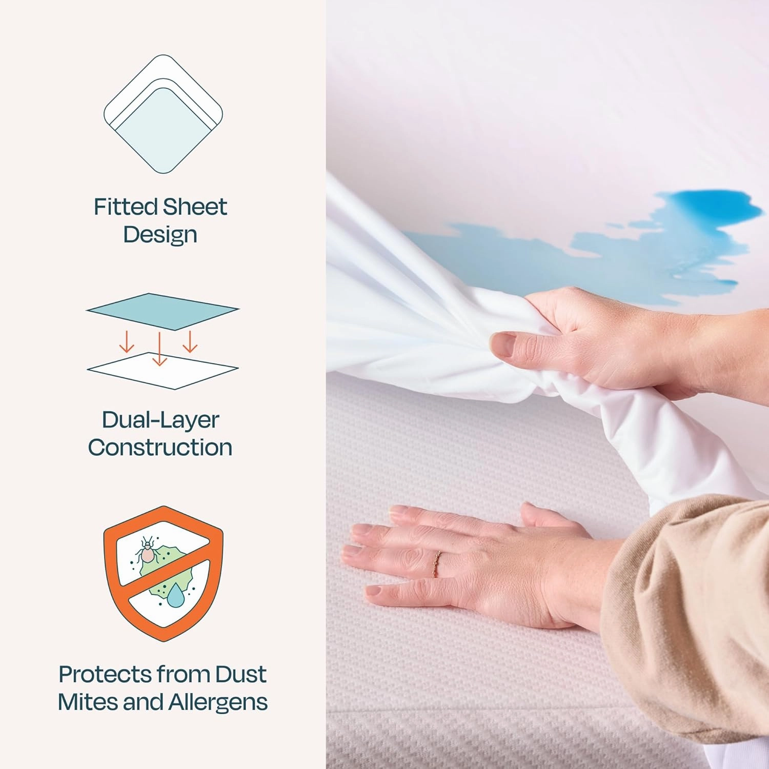 LINENSPA Premium Mattress Protector - White - Twin Size - Breathable Polyester - Fitted Style - Waterproof Design - Machine Washable & Dryer Safe - Mattress Protector for Kids, Teens, and Adults