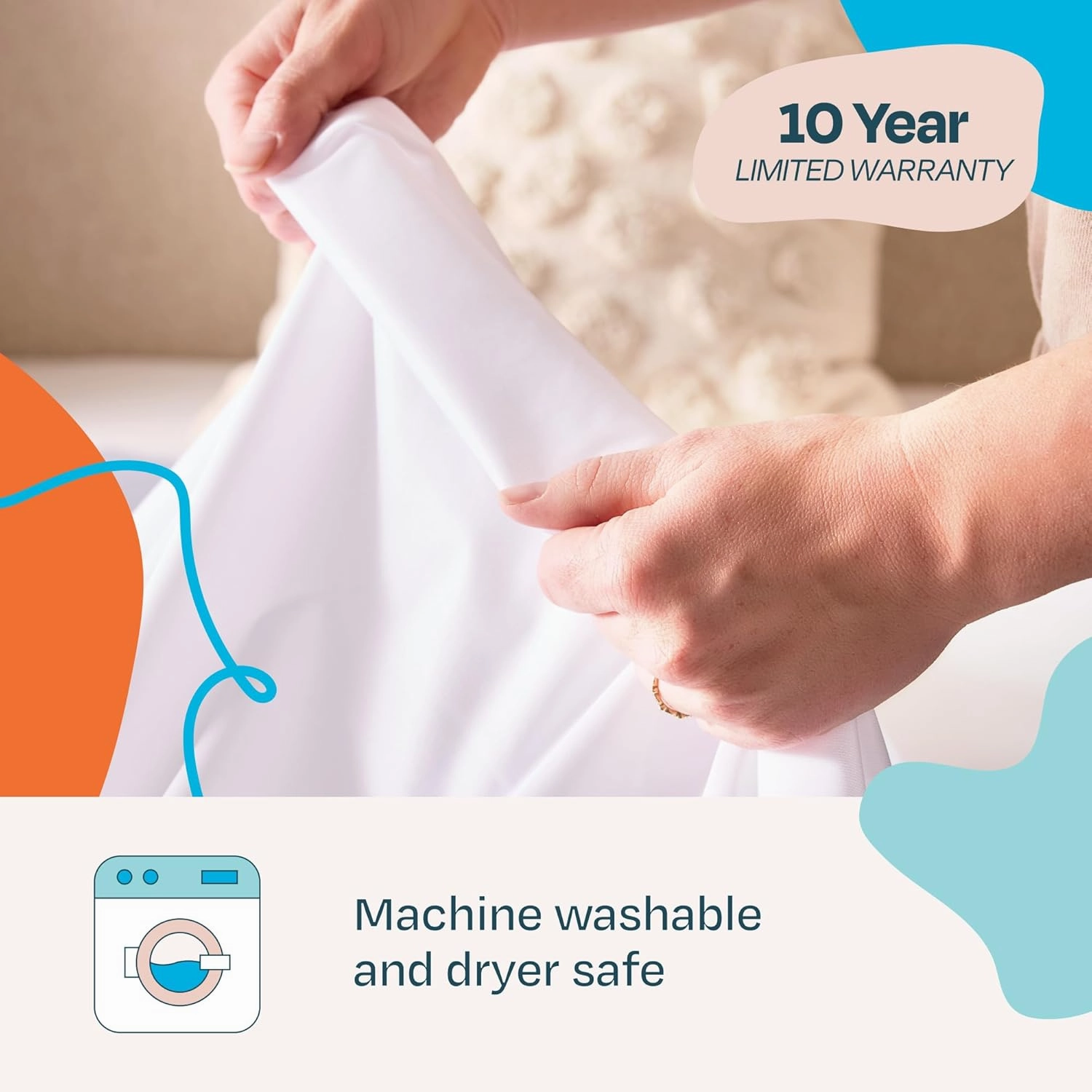 LINENSPA Premium Mattress Protector - White - Twin Size - Breathable Polyester - Fitted Style - Waterproof Design - Machine Washable & Dryer Safe - Mattress Protector for Kids, Teens, and Adults