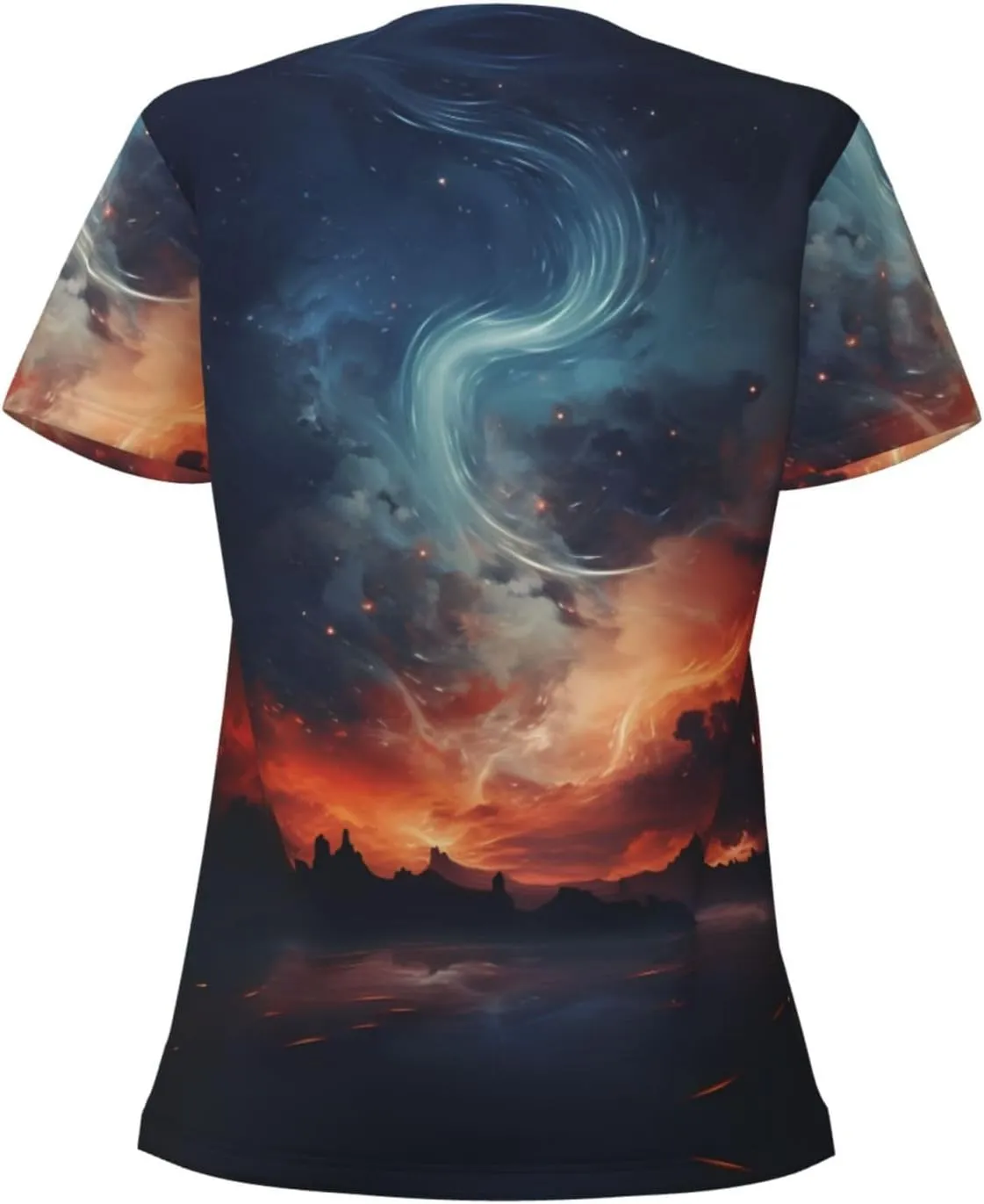 Liquefied clouds2 Pattern Sexy V-Neck Printed Short T-Shirt, Travel Portable Fitness Clothes, Home and Outdoor wear