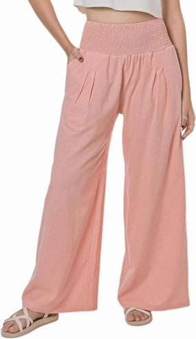 LOFBAZ Women Summer Flowy Cotton Linen Palazzo Wide Leg Pants Beach High Waisted Trousers Boho Long Lounge Pant with Pockets