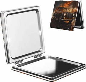 London Black Cab Makeup Mirror Portable Folding Mini Mirror Double Sided Travel Makeup Mirror Square Handheld Pocket Mirror