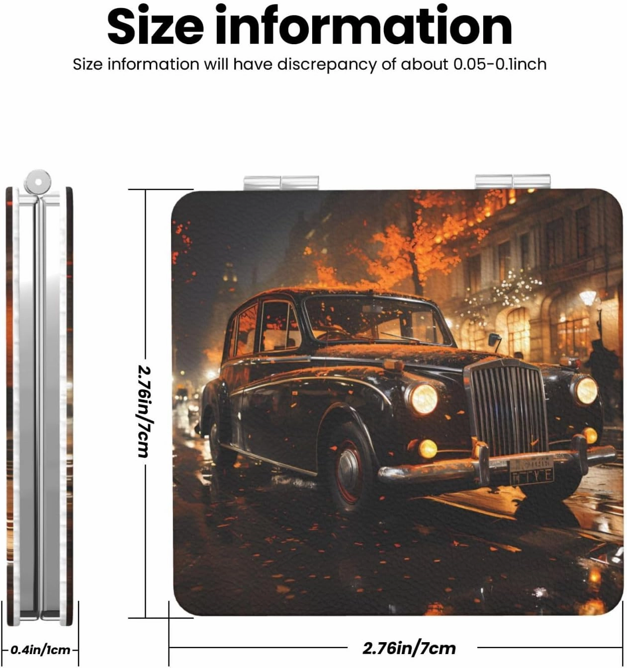 London Black Cab Makeup Mirror Portable Folding Mini Mirror Double Sided Travel Makeup Mirror Square Handheld Pocket Mirror