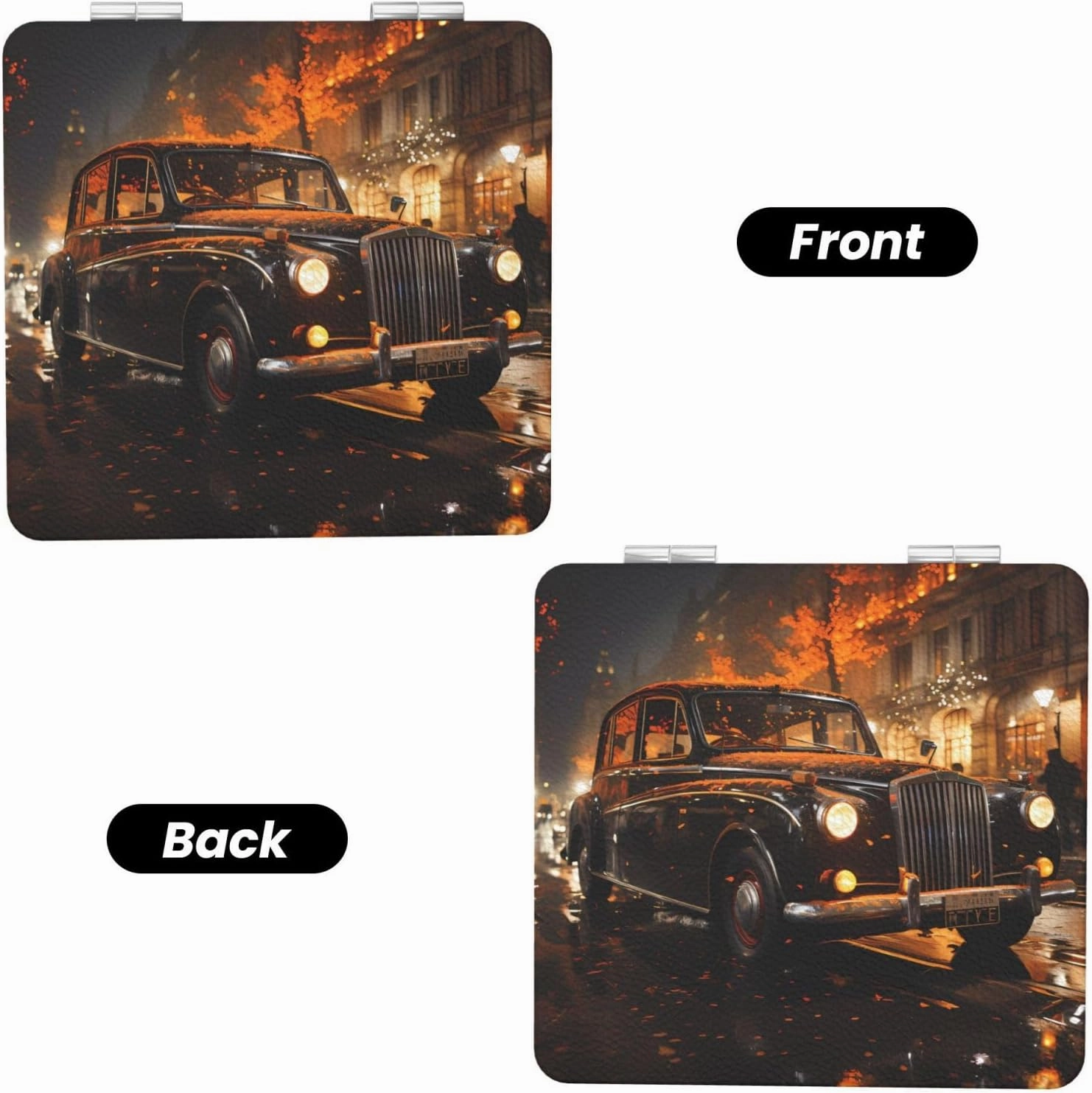 London Black Cab Makeup Mirror Portable Folding Mini Mirror Double Sided Travel Makeup Mirror Square Handheld Pocket Mirror