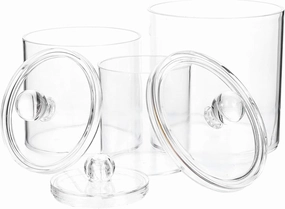 Long-lasting Easy-open Lid: 3-piece Apothecary Jar Set for Bathroom Cotton Swabs Makeup Organizing