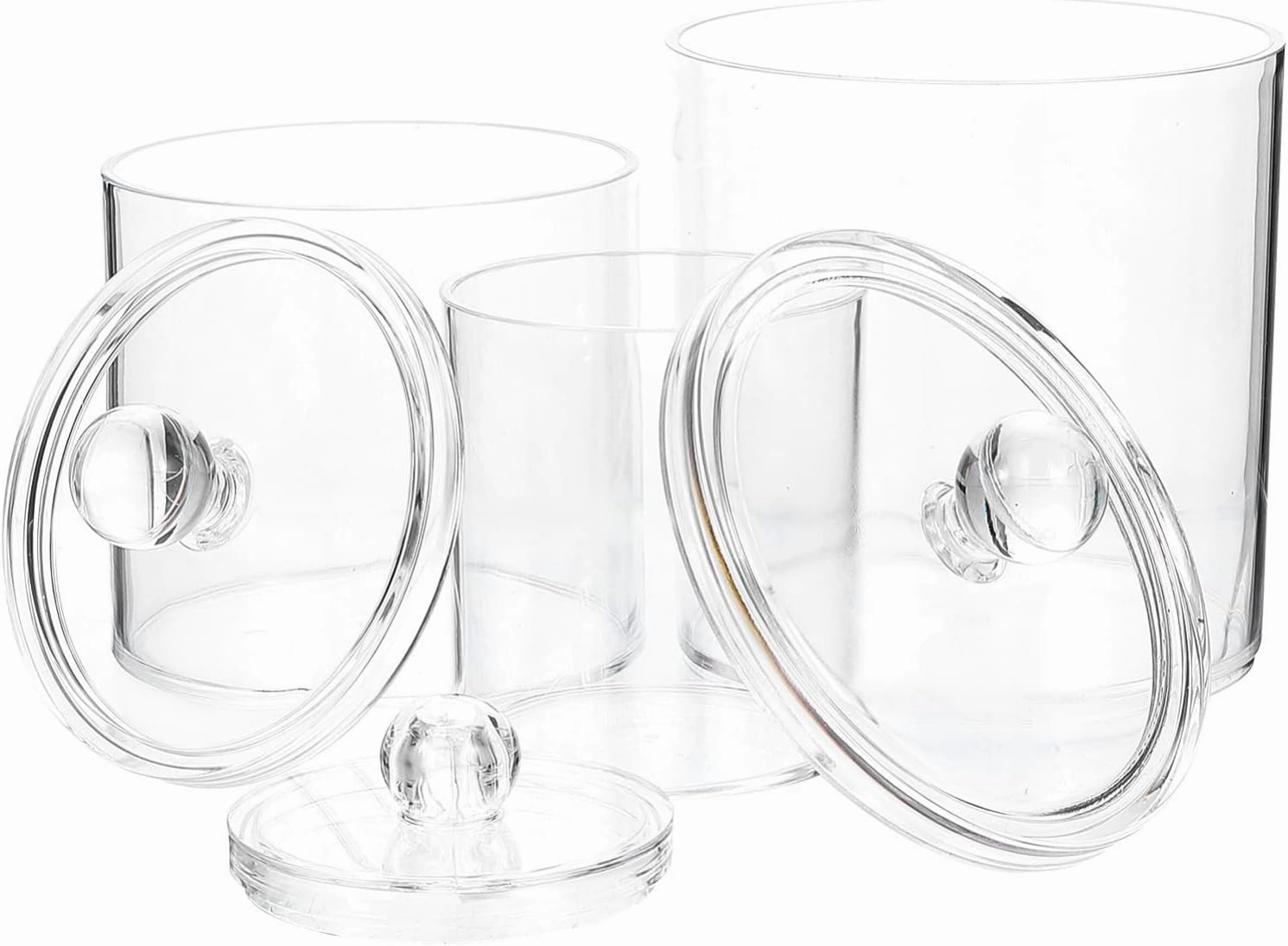 Long-lasting Easy-open Lid: 3-piece Apothecary Jar Set for Bathroom Cotton Swabs Makeup Organizing