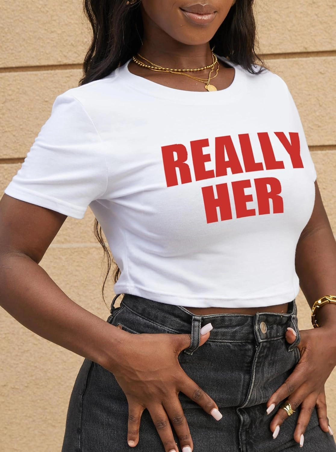 LovelyWholesale Women Graphic Crop Tops Letter Print Short Sleeve Tee Summer Sexy T Shirt