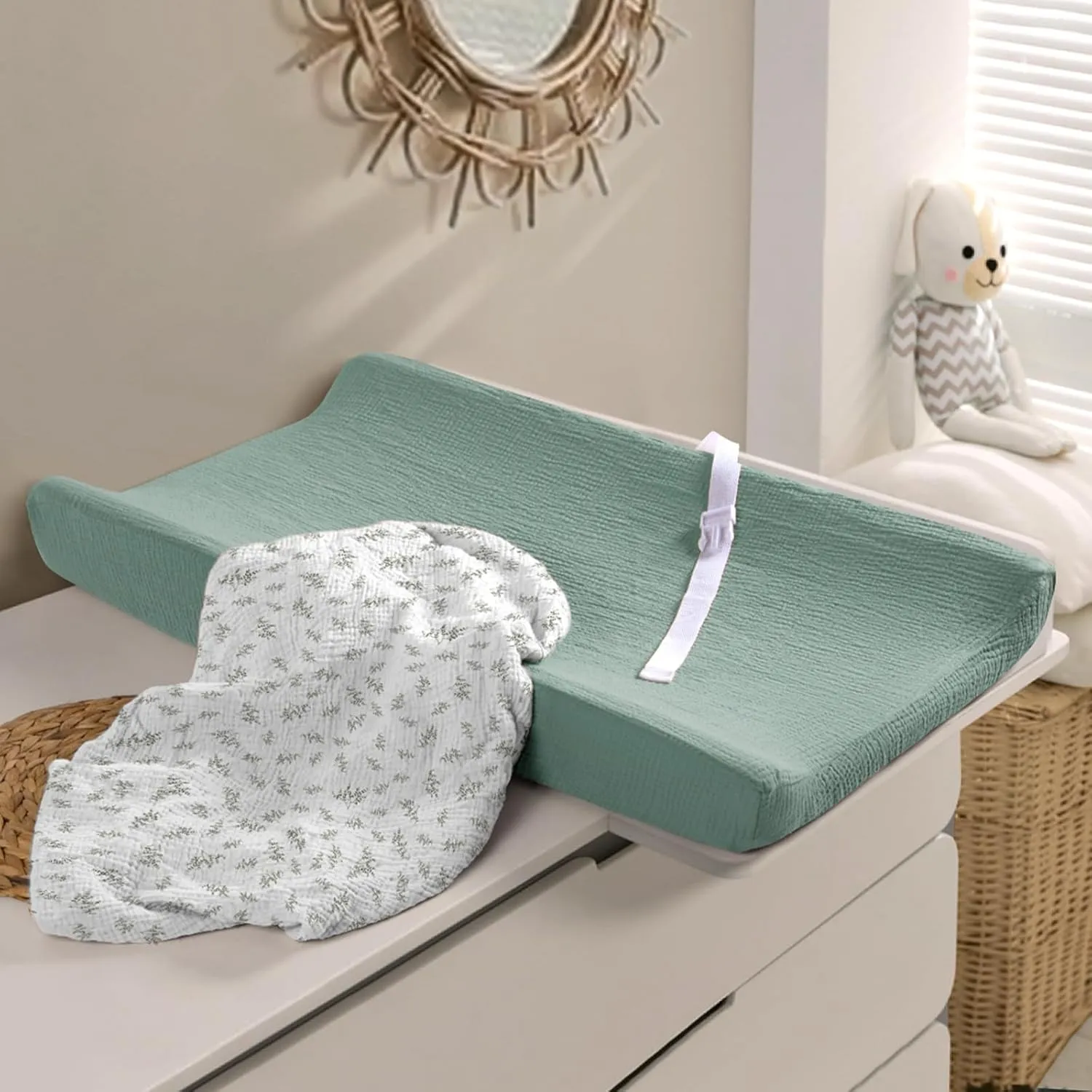lulumoon Muslin Changing Pad Covers: Baby Cotton Changing Table Covers - Soft Changing Pad Sheets for Boys Girls, P-Lotus Leaf