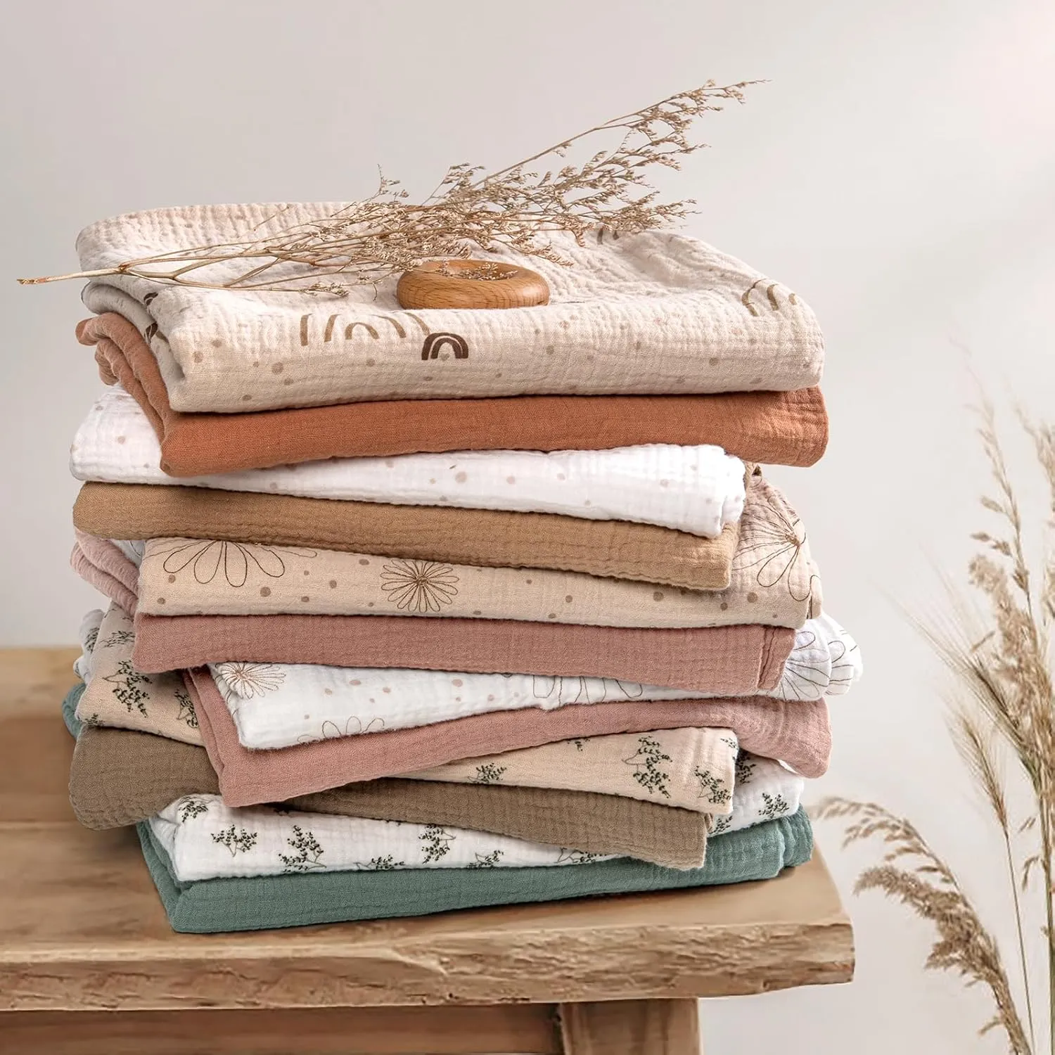 lulumoon Muslin Changing Pad Covers: Baby Cotton Changing Table Covers - Soft Changing Pad Sheets for Boys Girls, P-Lotus Leaf