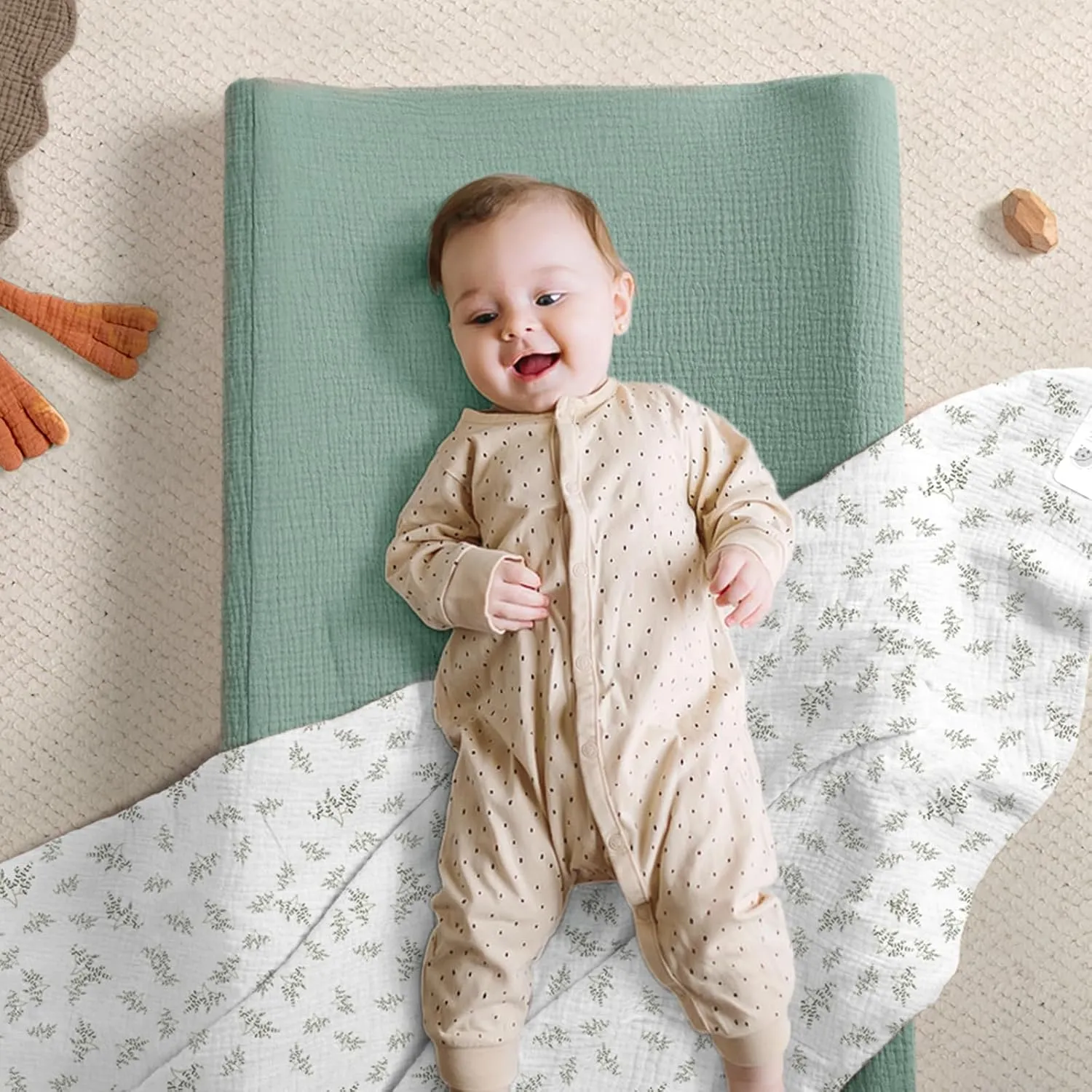 lulumoon Muslin Changing Pad Covers: Baby Cotton Changing Table Covers - Soft Changing Pad Sheets for Boys Girls, P-Lotus Leaf