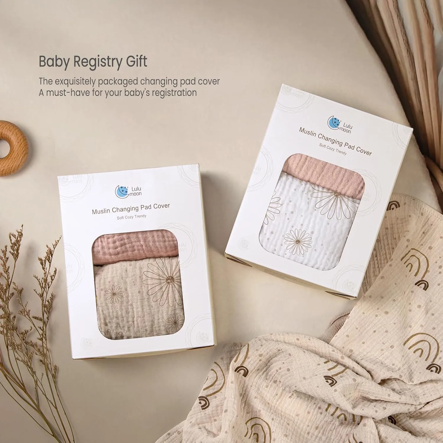 lulumoon Muslin Changing Pad Covers: Baby Cotton Changing Table Covers - Soft Changing Pad Sheets for Boys Girls