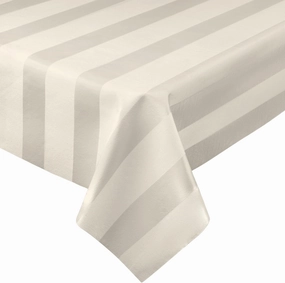 Luxury Table Protector Pad, 2 in 1 Table pad   Great Looking Tablecloth - Heat Resistant, Spill & Stain Proof - Flannel Backing (Ivory - Silk Stripe, 54x72)