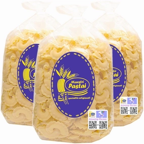Maestri Pastai, Gourmet Creste Di Gallo "Rooster Crest" Italian Pasta (Special "Series 42"), Premium Quality "Italian Elbow Macaroni" from Mercato San Severino, Italy, 17.66 oz (1.1 lbs) (Pack of 3)