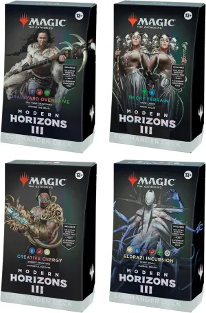 Magic: The Gathering Modern Horizons 3 Commander Deck Bundle - Includes All 4 Decks (Graveyard Overdrive, Tricky Terrain, Creative Energy, and Eldrazi Incursion)