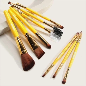 Makeup Brush 9pcs/Set Makeup Brush Set Beauty Tools Natural Eye Shadow Foundation Powder Eyeliner Eyelash Lip Makeup Brush Cosmetic Products (Color : 2)(Yellow)