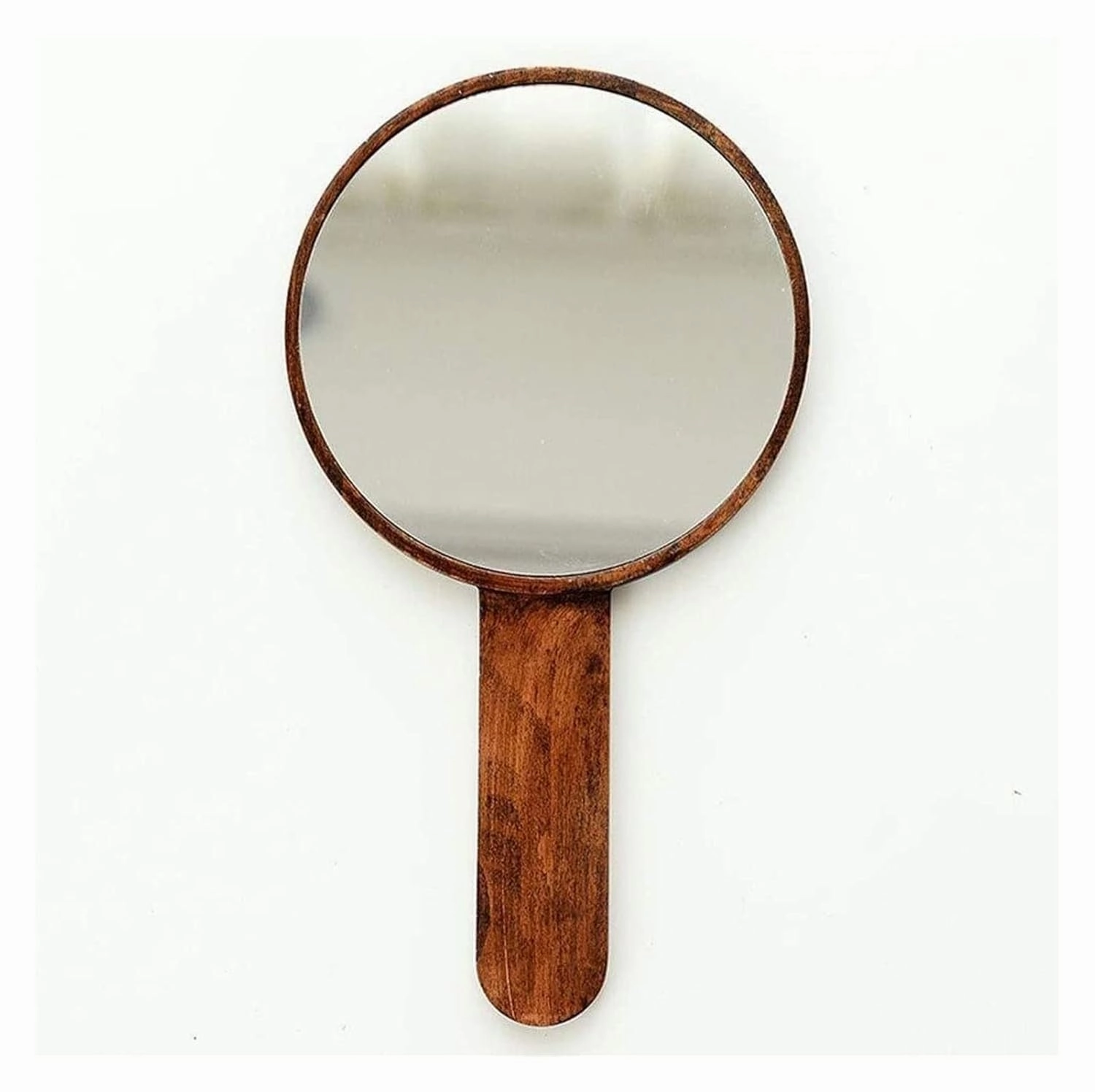 Makeup Mirror, Solid Wood Portable Vanity Mirror, Hand Mirror, Beauty Salon Retro Wooden Portable Mirror. Living Room Bathroom