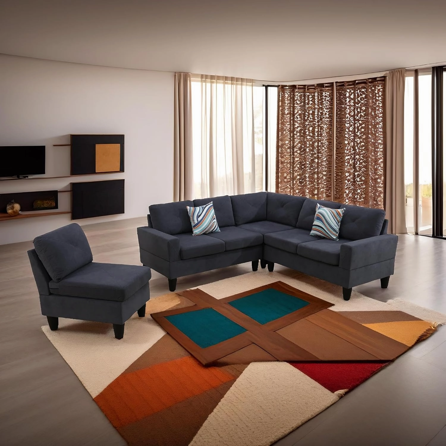 Max Sectional Sofa Set for Living Room, Apartment, Guest Room, playroom and Office