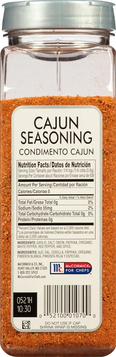 McCormick Culinary Cajun Seasoning, 18 oz - One 18 Ounce Container of Cajun Seasoning Mix, Made to Enhance Catfish, Crawfish, Jambalaya, Gumbo and More