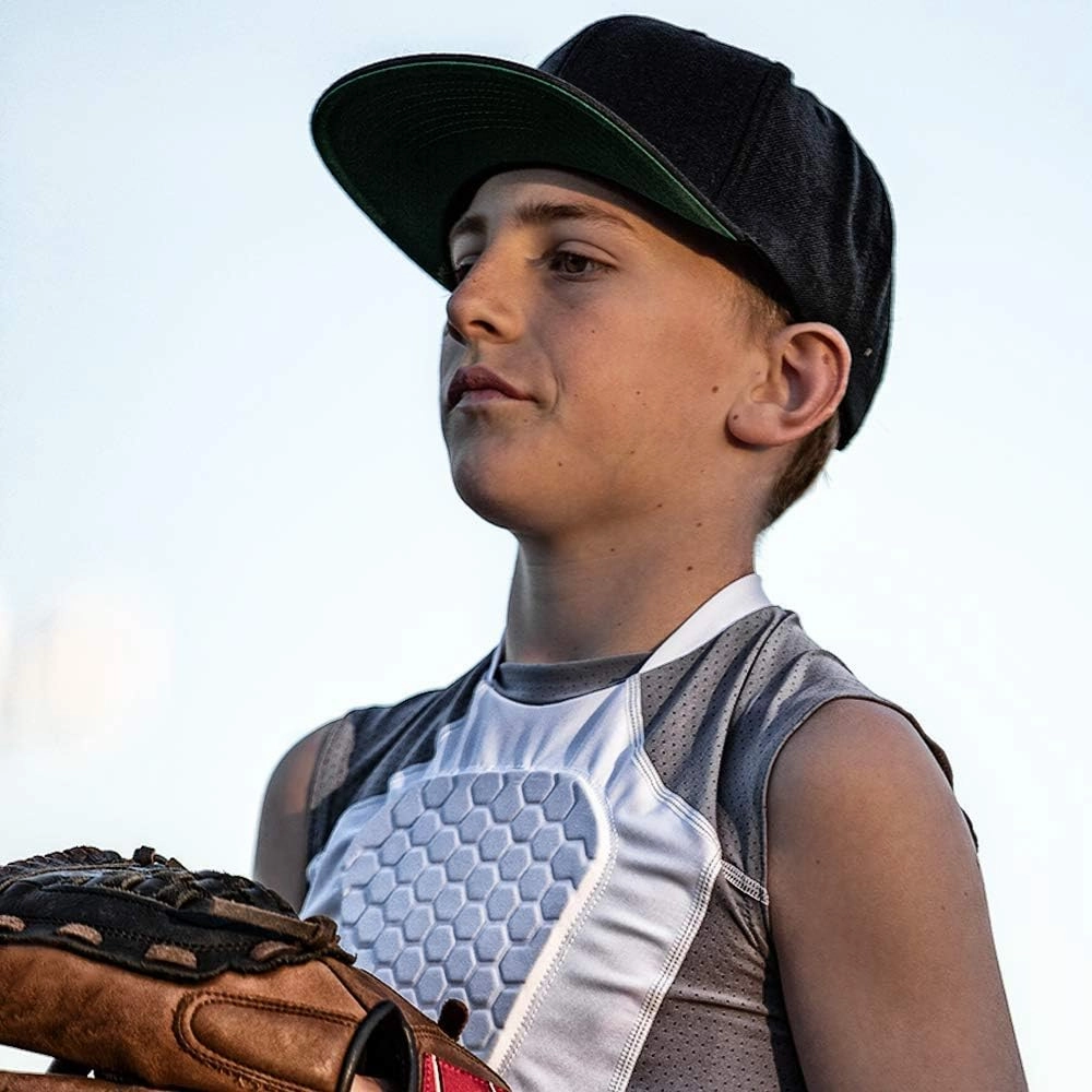 McDavid Youth Chest Protector Baseball Heart Guard Sternum Protection Compression Shirt. HEX Padded Shirt
