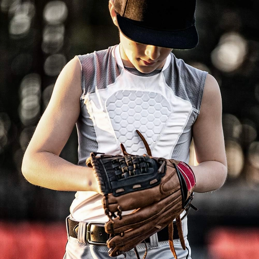 McDavid Youth Chest Protector Baseball Heart Guard Sternum Protection Compression Shirt. HEX Padded Shirt