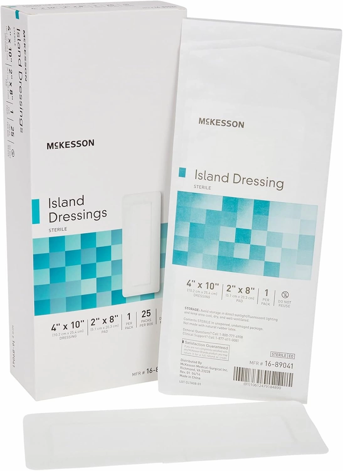 McKesson Island Dressing, Sterile, Polypropylene/Rayon, 4 in x 10 in, 25 Count, 4 Packs, 100 Total