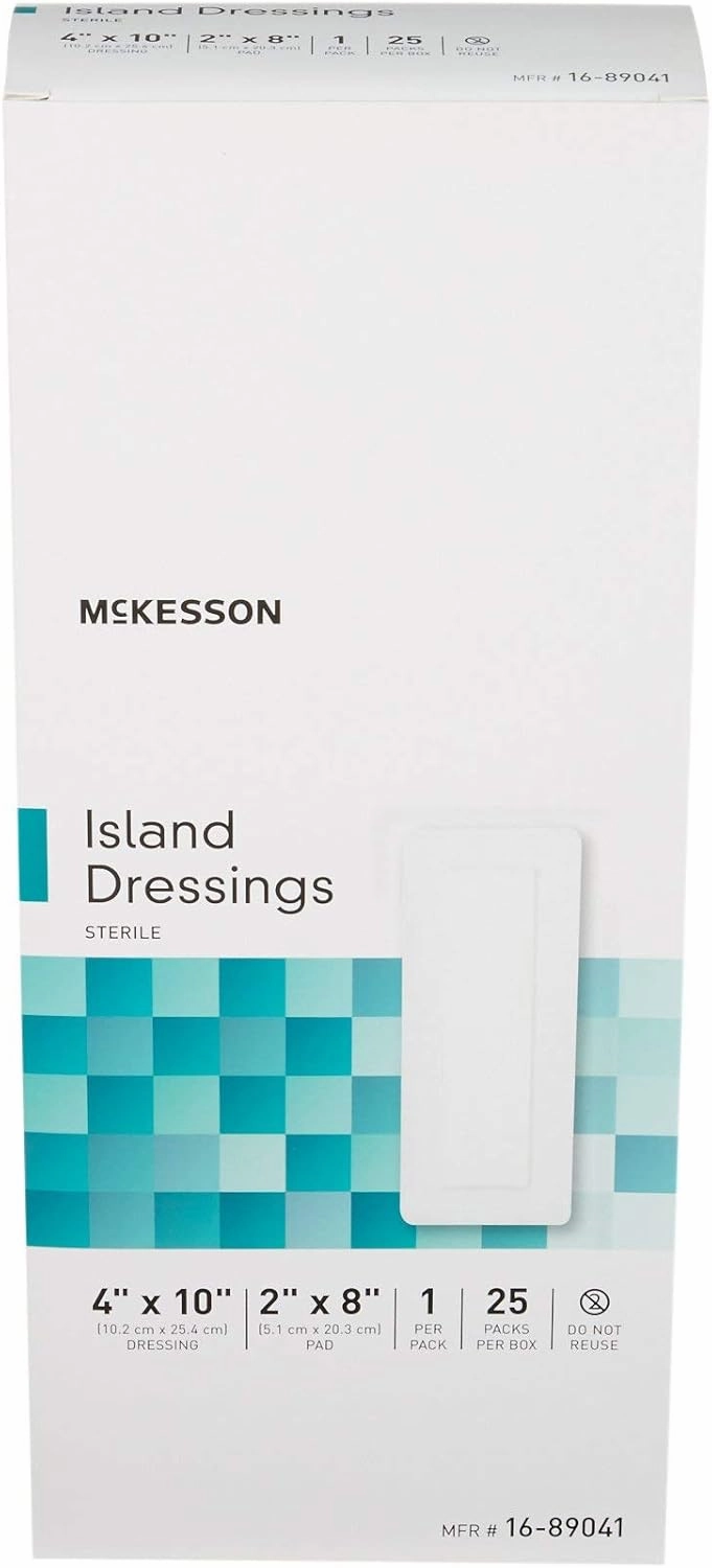 McKesson Island Dressing, Sterile, Polypropylene/Rayon, 4 in x 10 in, 25 Count, 4 Packs, 100 Total