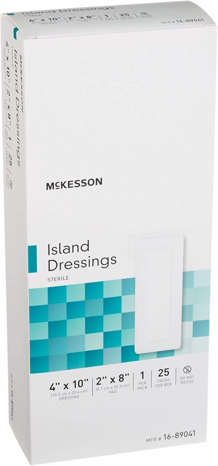 McKesson Island Dressing, Sterile, Polypropylene/Rayon, 4 in x 10 in, 25 Count, 4 Packs, 100 Total
