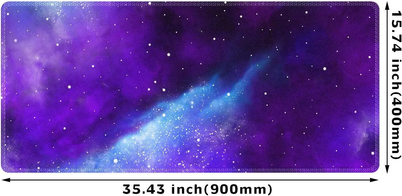 Meffort Inc Extra Large Extended Gaming Desk Mat Non-Slip Rubber Pads Stitched Edges XXLG Mouse Pad 35.4 x 15.7 inch - Galaxy Universe