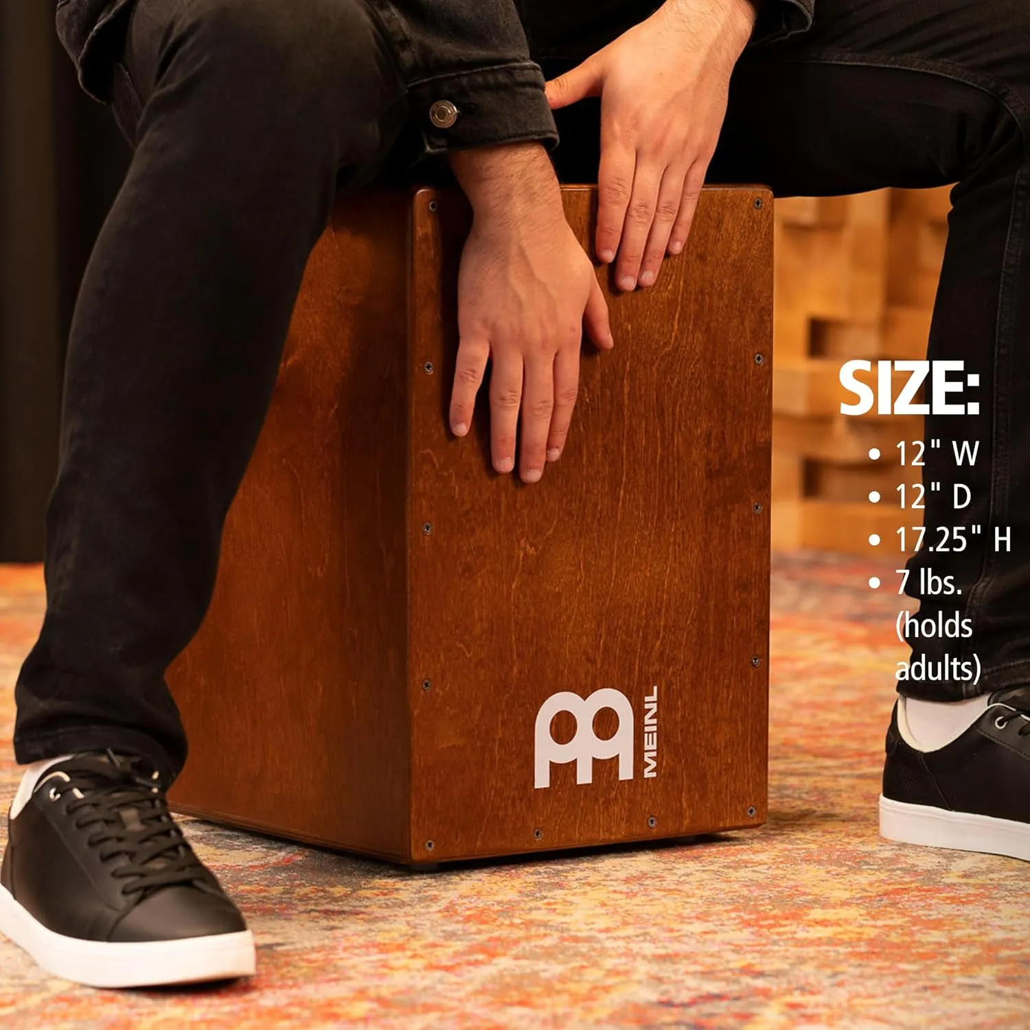 Meinl Percussion Cafe Cajon Box Drum Plus Bag with Snare and Bass Tone for Acoustic Music — Made in Europe — Baltic Birch Wood, Play with Your Hands, 2-Year Warranty (BC1LB) Light Brown