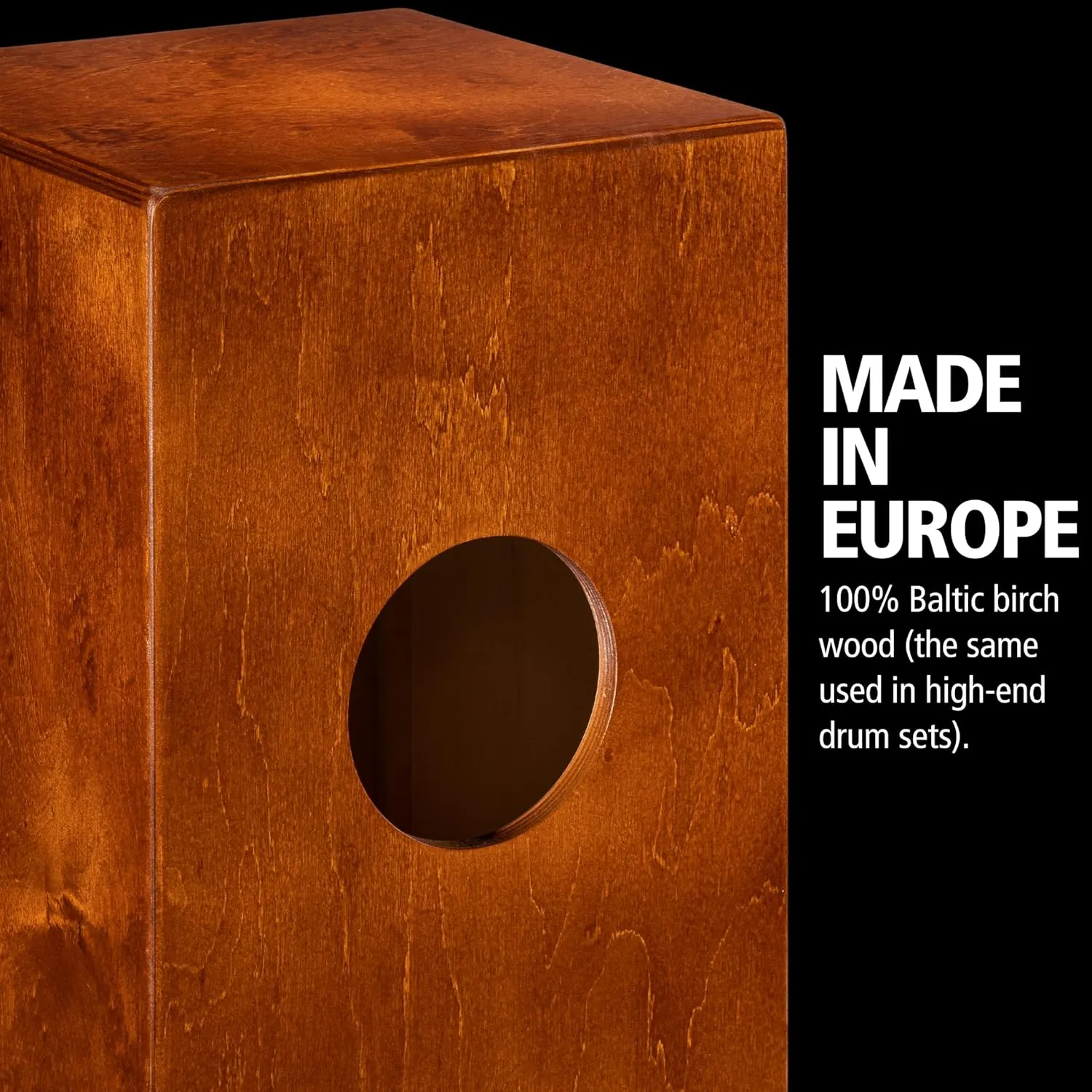 Meinl Percussion Cafe Cajon Box Drum Plus Bag with Snare and Bass Tone for Acoustic Music — Made in Europe — Baltic Birch Wood, Play with Your Hands, 2-Year Warranty (BC1LB) Light Brown
