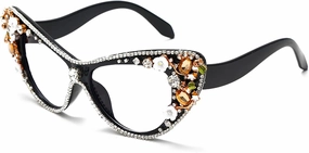 Melrose Diamond Jewelry Farsightedness Glasses Women's Unique Cat Eye Diamond Punk Reading Glasses