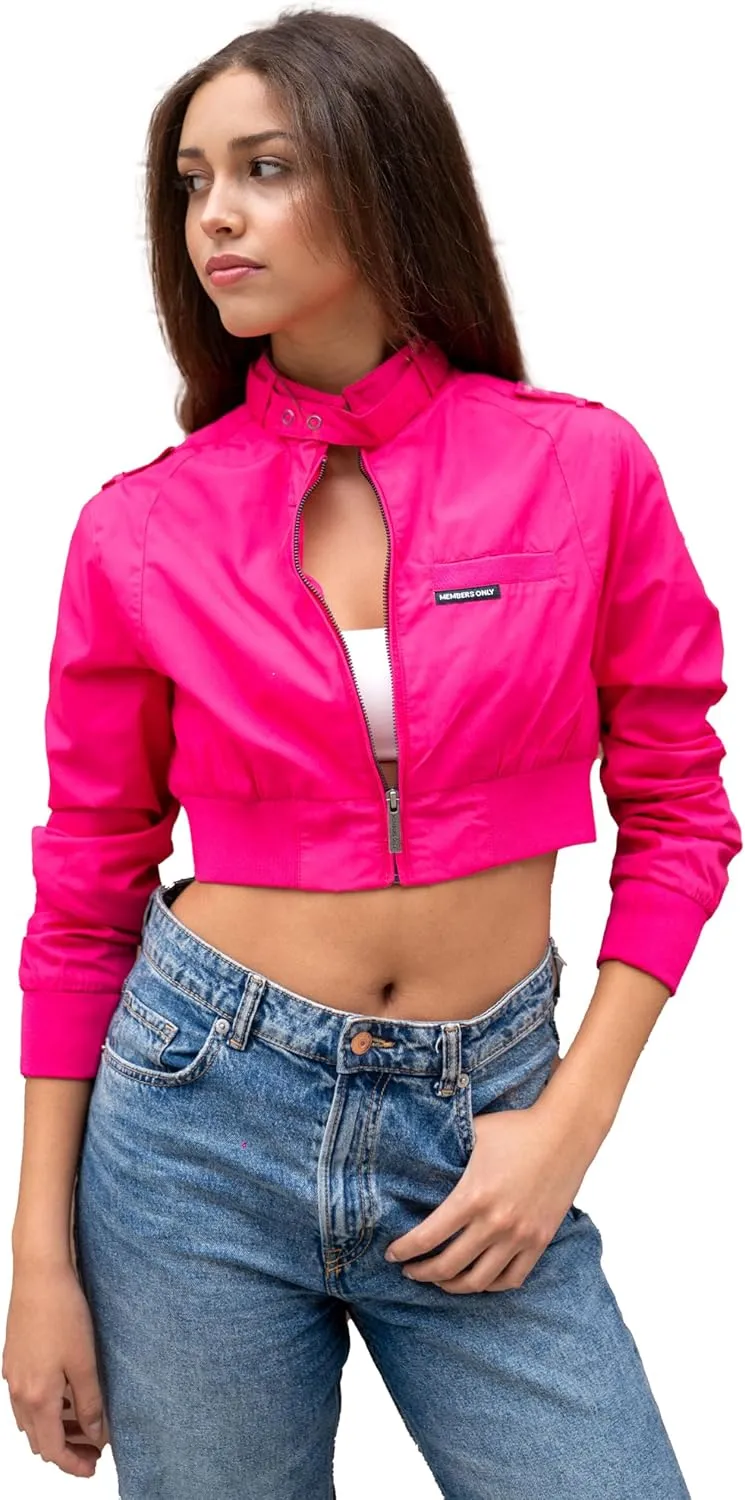 Members Only Mini Cropped Jacket Women Trendy Racer Jacket
