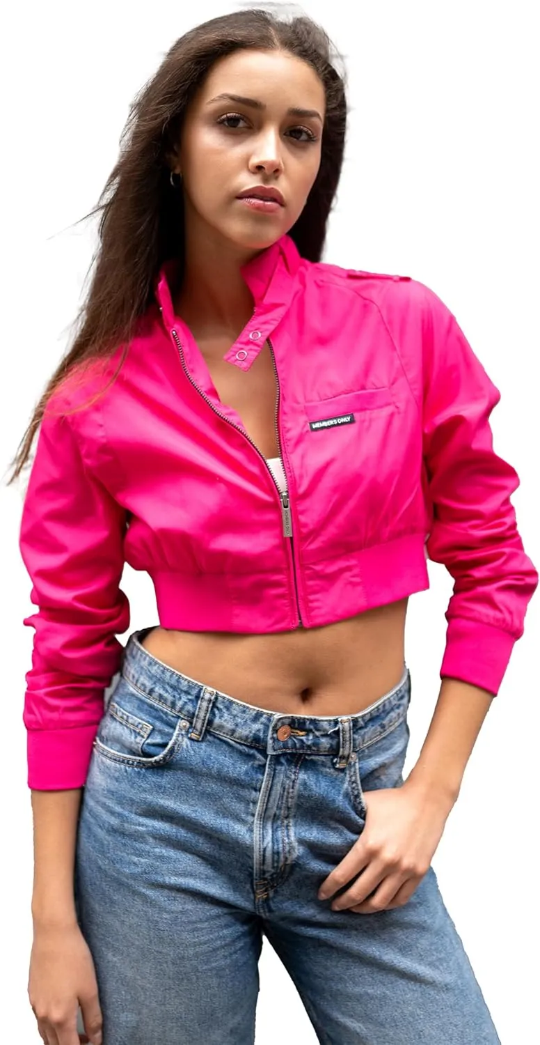 Members Only Mini Cropped Jacket Women Trendy Racer Jacket